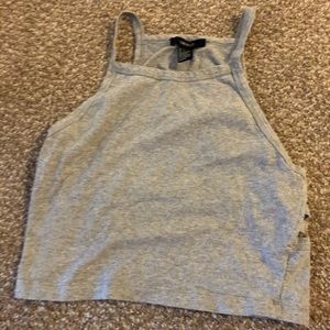 Grey cotton ribbed crop top